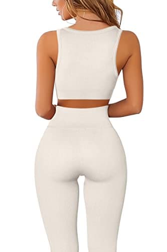 QINSEN Women's Ribbed Seamless Workout Set