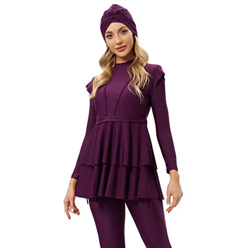 IMEKIS Modest Women's Burkini Swimwear with Ruffle Hijab Top
