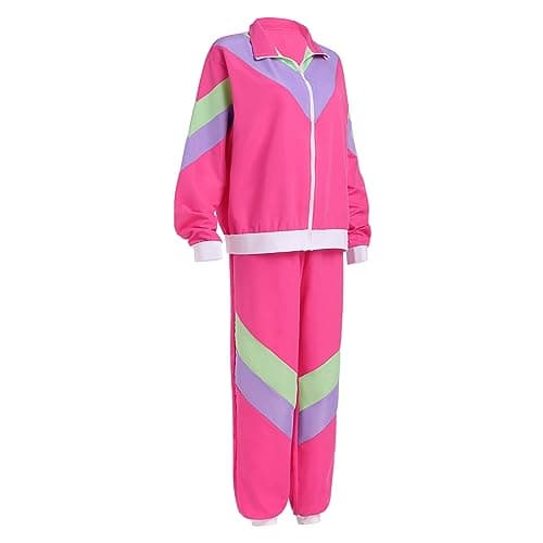 80s Workout Halloween Costume Color Block Windbreaker Outfit Set