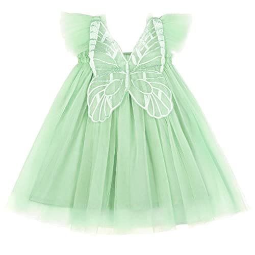 AGQT Baby Girls Butterfly Print Tulle Tutu Sundress 6M-6T