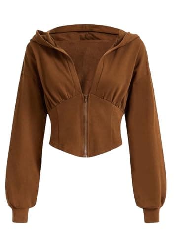 Verdusa Women's Asymmetrical Crop Hoodie Sweatshirt