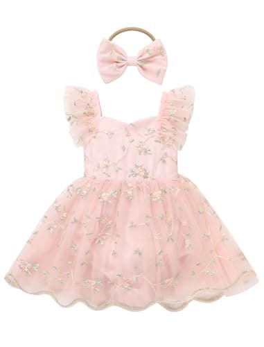 IMEKIS Baby Girls Floral Romper Dress for 1st Birthday & Wedding Tulle Tutu