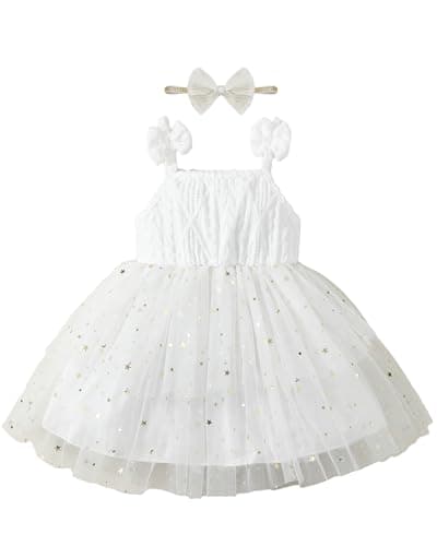 Renotemy Toddler Girl Summer Sleeveless Tutu Dress for Birthday Photoshoot