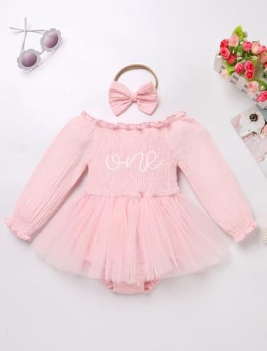 IDOPIP Strawberry Butterfly 1st Birthday Smocked Romper & Tutu Dress