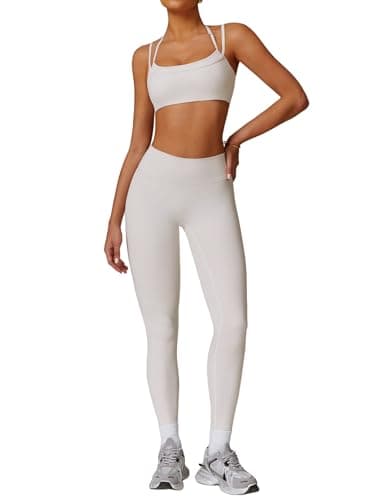 Women's QBGJTD 2-Piece Workout Set: Sport Bra & Scrunch High-Waist Leggings