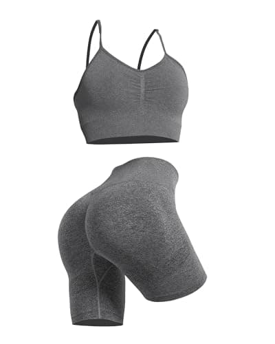 Women's Workout Sets: Strappy Sports Bra & High Waist Biker Shorts