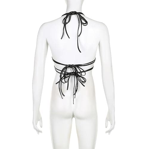 FlyCC Rave Party Strappy Criss Cross Crop Top Bra for Women