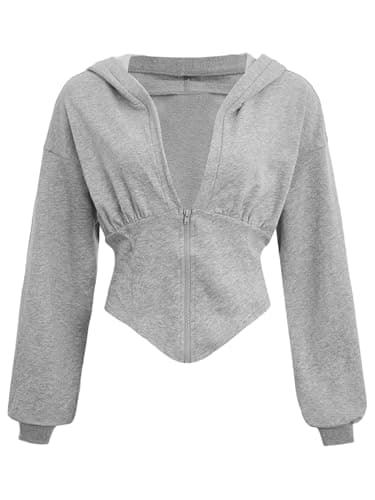 Verdusa Women's Asymmetrical Crop Hoodie Sweatshirt