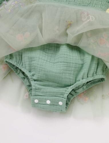 ODASDO Baby Girls First Birthday Square Neck Ruffle Tutu Romper Dress with Bow Headband