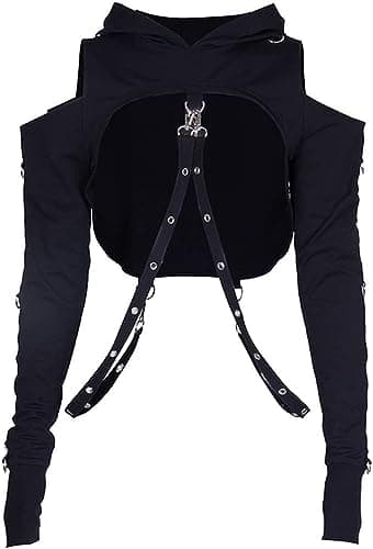 Gothic Crop Top Hoodie for Women