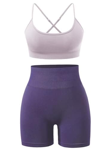 High Waisted Yoga Shorts and Strappy Sports Bra Gym Set for Women