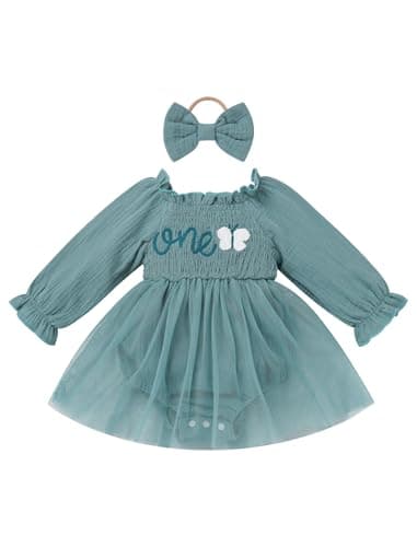 IMEKIS Baby Girl 1st Birthday Snowflake Romper & Headband Outfit