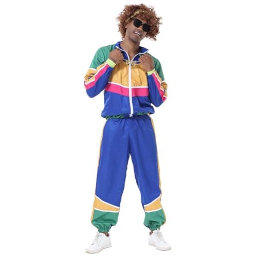 80s Workout Halloween Costume Color Block Windbreaker Outfit Set