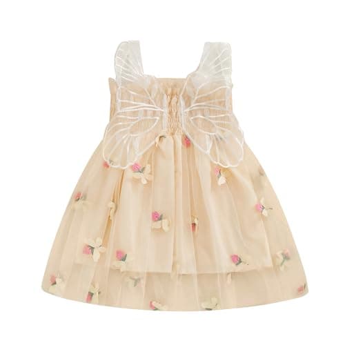 Ginevsal Toddler Butterfly Sleeveless Summer Dress Flowers Tulle