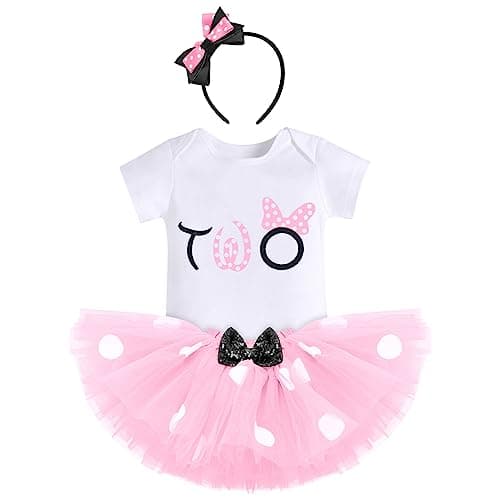 IBTOM CASTLE Polka Dots Romper Tutu Dress for Baby Girls Birthday Outfit