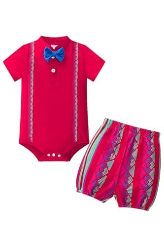 IMEKIS Baby Boys Mexican Bowtie Romper Shorts Set Ethnic Birthday Wear
