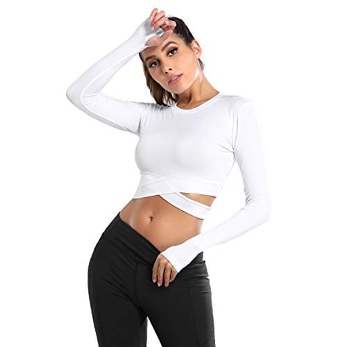 DREAM SLIM Women's Fitted Yoga Crop Tops for Running Gym