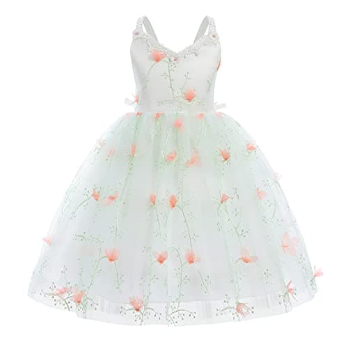 IDOPIP Backless Tulle Flower Girl Dress for Princess Birthday Weddings Bridesmaids