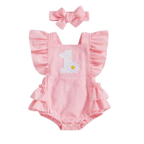 Amiblvowa Baby Girl Daisy Flower Romper for 1st Birthday Smash