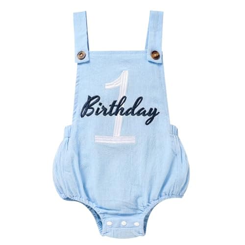 Solid Color 1st Birthday Romper for Baby Boys and Girls