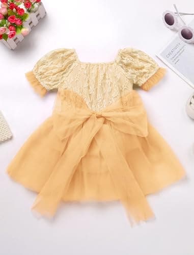 IMEKIS Baby Girl 1st Birthday Tulle Romper with Headband Sleeve
