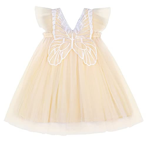 AGQT Baby Girls Butterfly Print Tulle Tutu Sundress 6M-6T
