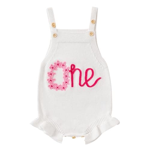 IMEKIS Boho Baby 1st Birthday Outfit Sweater Romper Overalls