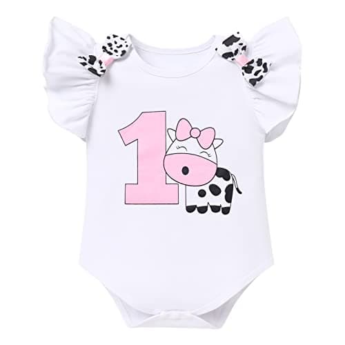 IMEKIS Baby Girl 1st Birthday Outfit with Romper and Tutu Skirt