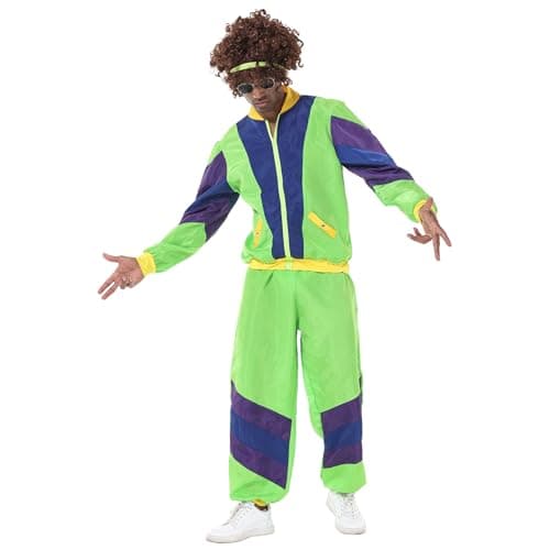 80s Workout Halloween Costume Color Block Windbreaker Outfit Set