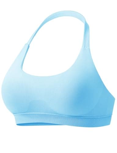 VOYJOY Women's Low Support Halter Workout Bra Seams-Free Yoga Crop Top