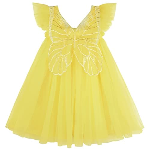 AGQT Baby Girls Butterfly Print Tulle Tutu Sundress 6M-6T