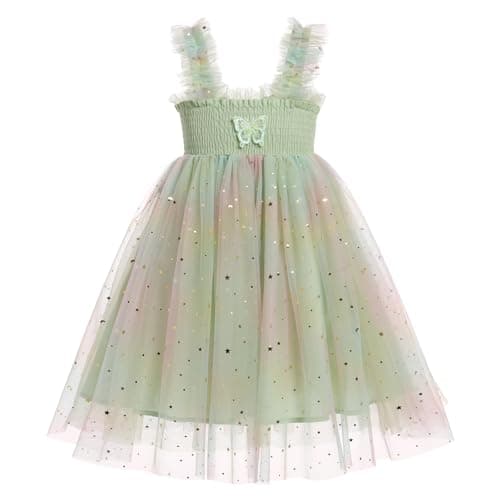 IMEKIS Toddler Girl Rainbow Sequin Butterfly Dress for Birthday Parties