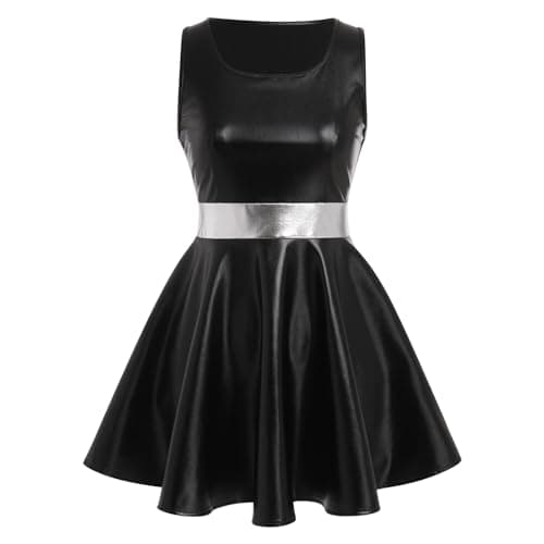 Anime Halloween Costume Metallic Skater Dress Outfit for Women and Girls