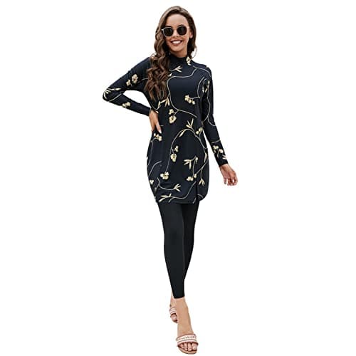 IMEKIS Modest Islamic Floral Print Burkini for Women