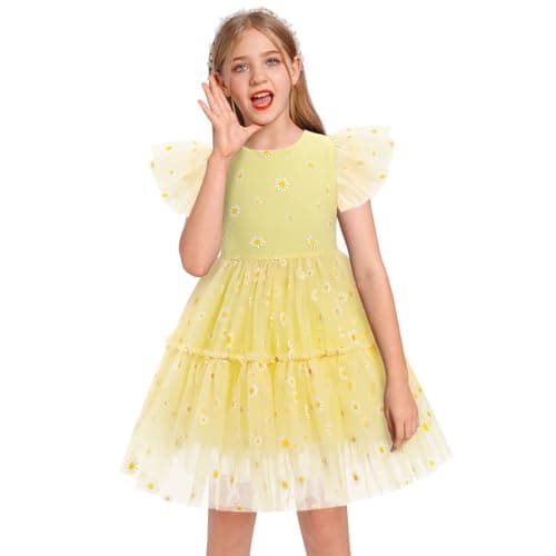 IMEKIS Girls' Confetti Stars Birthday Princess Tulle Dress for 3-10T