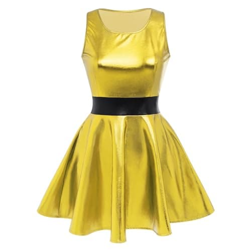 Anime Halloween Costume Metallic Skater Dress Outfit for Women and Girls