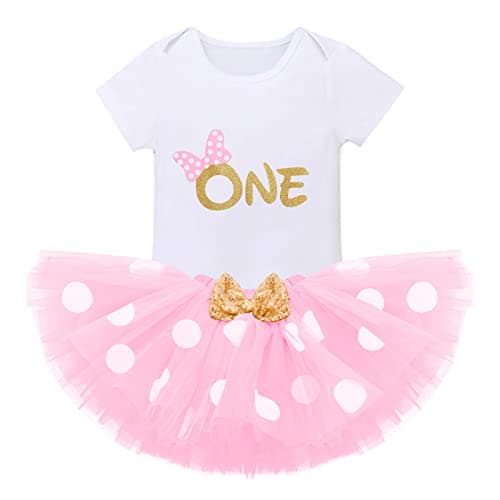 IMEKIS Baby Girls 1st Birthday Tutu Romper with Polka Dots & Mouse Ears Costume