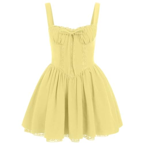 IMEKIS Women's Summer Lace Corset Mini Dress with Spaghetti Straps