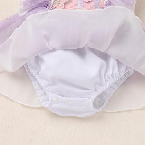 Baby Girls' 1st Birthday Butterfly Outfit: Boho Romper Dress with Headband for Cake Smash Photo Shoot