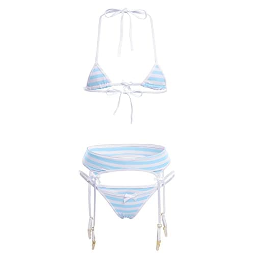IMEKIS Women's Kawaii Anime Lingerie Set 4Pcs Outfit