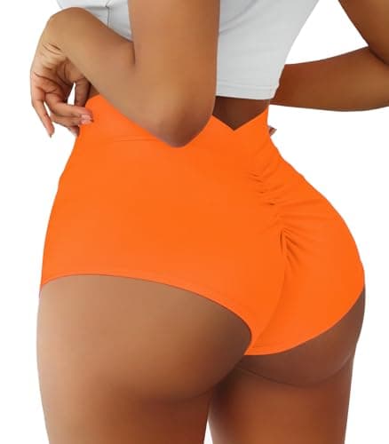 High Waist Yoga Booty Shorts for Women with V Back Scrunch - Butt Lifting Gym Bottoms