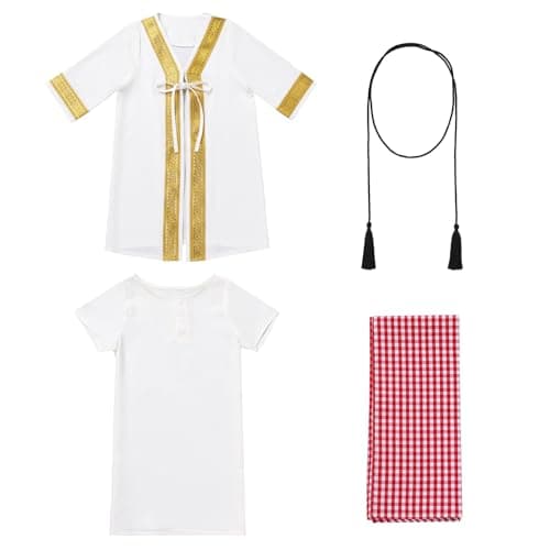 Newborn Baby Boys Islamic Abaya Set with Hijab and Golden Trimming