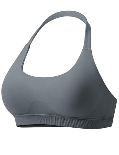 VOYJOY Women's Low Support Halter Workout Bra Seams-Free Yoga Crop Top