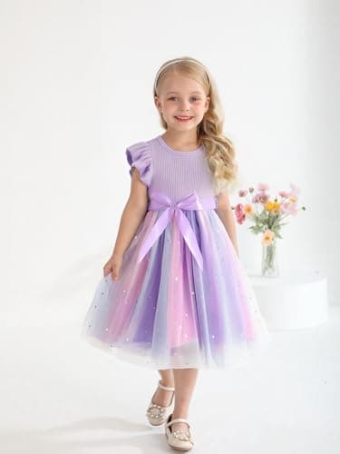 Sinhoon Toddler Girl Tulle Summer Ruffle Dresses 1-6Y