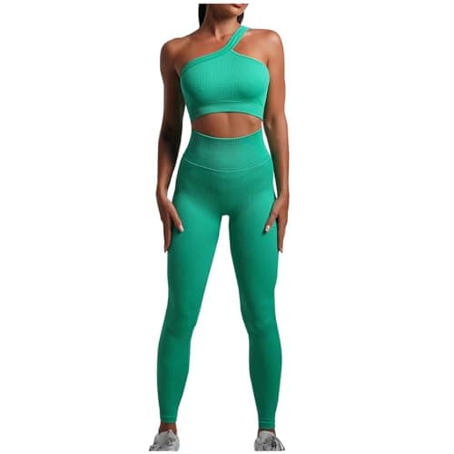 Fartey High-Waist Seamless Leggings Matching Backless Strappy Sports Bras Yoga Running Set