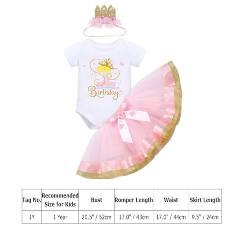 ODASDO Baby Girl 1st/2nd/3rd Birthday Party Cake Smash Tutu Set 3pcs