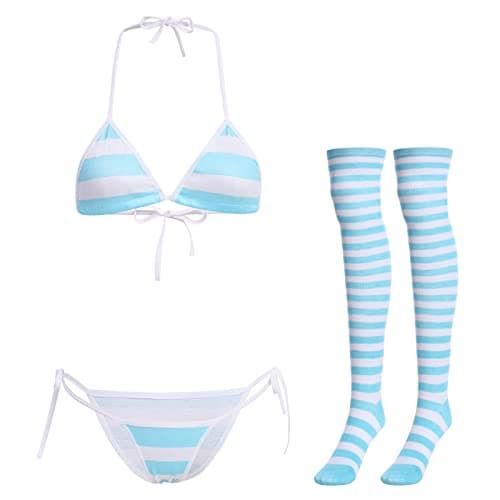IMEKIS Women's Kawaii Anime Lingerie Set 4Pcs Outfit