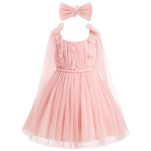 ODOLDI Baby Flower Girl Sleeveless Spaghetti Straps Floral Embroidered Birthday Dress