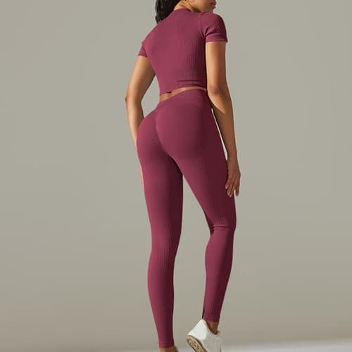 Fartey Women's Matching Workout Set High Waist Leggings & Zip Up Tops