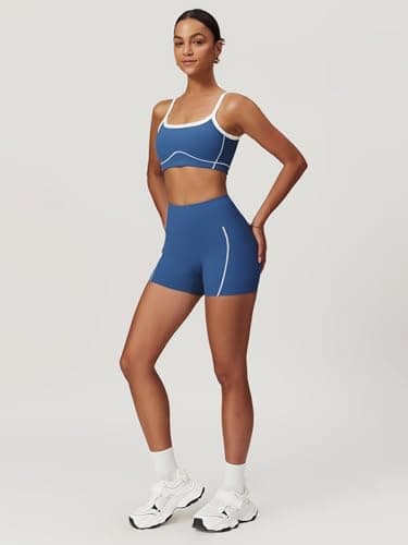 Color Block QBGJTD Women's Workout Set - Sports Bra & Lift Shorts Gym Wear